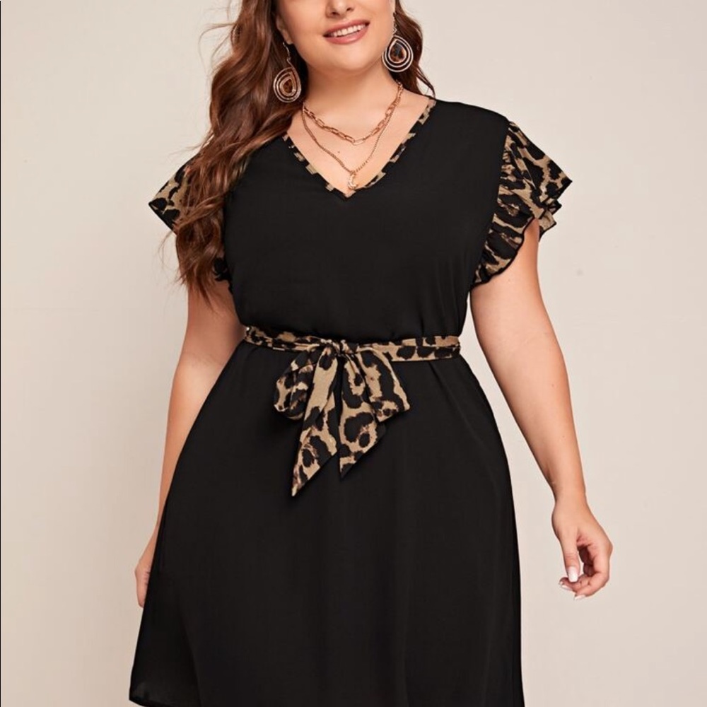 Shein black and cheetah print dress